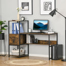 Scrivania PC con Scaffali e Cassetti 140x50x110 cm in Legno e Acciaio Marrone