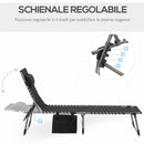 Lettino Prendisole Pieghevole da Giardino 188x57x30 cm in Acciaio e Tessuto Oxford Nero