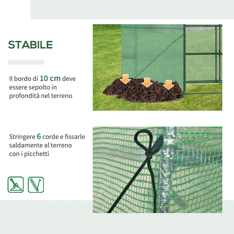 Serra da Giardino 3 Ripiani 225x194x215 cm in Acciaio e Polietilene Verde