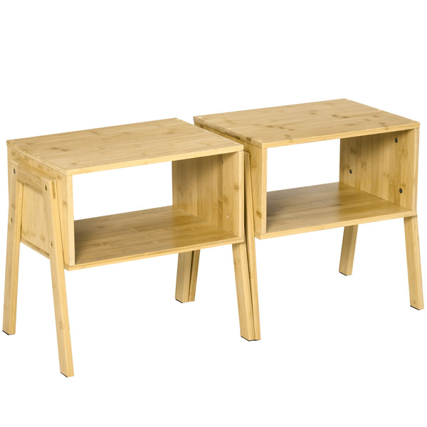 Set 2 Comodini Impilabili 43x32,5x42 cm in Bambù Naturale prezzo