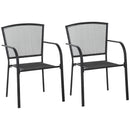 Set 2 Sedie da Giardino con Braccioli in Metallo Nero