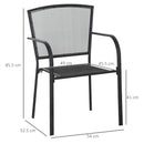 Set 2 Sedie da Giardino con Braccioli in Metallo Nero