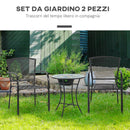 Set 2 Sedie da Giardino con Braccioli in Metallo Nero