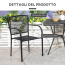 Set 2 Sedie da Giardino con Braccioli in Metallo Nero