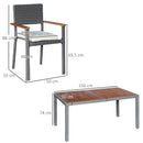 Set Tavolo e 6 Sedie da Giardino  in Acciaio Legno e Rattan Grigio