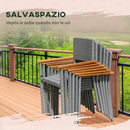 Set Tavolo e 6 Sedie da Giardino  in Acciaio Legno e Rattan Grigio