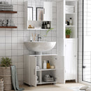 Mobiletto Specchiera da Bagno 2 Ante 1 Ripiano 54x15,2x55,3 cm in Legno Bianco