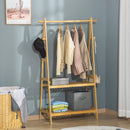 Appendiabiti per Ingresso 2 Scaffali 4 Ganci 100x42x155 cm in Bambù Naturale