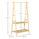 Appendiabiti per Ingresso 2 Scaffali 4 Ganci 100x42x155 cm in Bambù Naturale