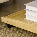 Tavolino Multiuso per Divano e Letto 39x35,5x59 cm con Ruote in Bambù Naturale