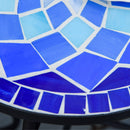 Tavolino da Giardino Ø35,5x53,5 cm in Metallo con Mosaico Blu