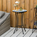 Tavolino da Giardino Ø35,5x53,5 cm in Metallo con Mosaico Blu