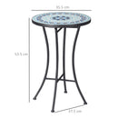 Tavolino da Giardino Ø35,5x53,5 cm in Metallo con Mosaico Blu