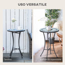 Tavolino da Giardino Ø35,5x53,5 cm in Metallo con Mosaico Blu