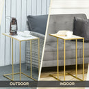 Tavolino da Soggiorno 48x30,5x61 cm in Metallo Piano Effetto Marmo Bianco e Oro