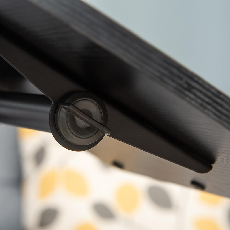 Tavolino Porta PC 58x34x72-90 cm con Ruote in Truciolato e Metallo Nero