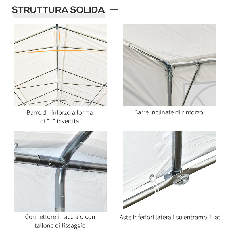 Tendostruttura con Pareti Removibili 12x6x3,2m in Acciaio e Polietilene Bianco