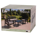 Set Salotto da Giardino 4 Posti Cuscini Avorio Struttura Nero Effetto Legno Malindi      