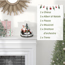 Villaggio Natalizio 20x19,5x20 cm con Trenino Girevole e Musicisti in Resina