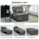 Poltrona Letto Clic Clac 4 in 1 Convertibile in Chaise Longue e Poggiapiedi Grigio  