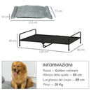 Brandina per Cani Max 30 Kg 120x80x30 cm con Cuscino Rimovibile Grigio