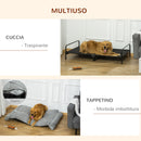 Brandina per Cani Max 30 Kg 120x80x30 cm con Cuscino Rimovibile Grigio