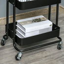 Carrello Portavivande da Cucina 3 Ripiani 46x34,5x76,5 cm con Ruote in Acciaio Nero