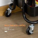 Carrello Portavivande da Cucina 3 Ripiani 46x34,5x76,5 cm con Ruote in Acciaio Nero