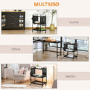 Carrello Portavivande da Cucina 3 Ripiani 70x33,4x80,5 cm con Ruote in Acciaio Nero