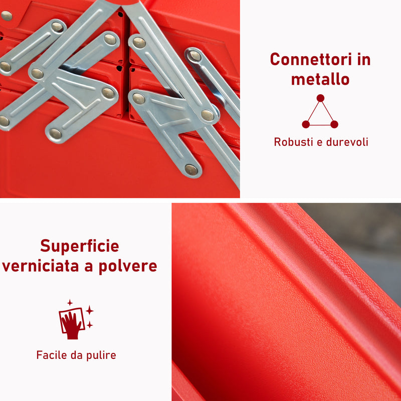 Cassetta Porta Attrezzi 51x21x41 cm in Acciaio Rossa
