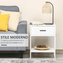 Comodino 1 Cassetto 1 Ripiano 45x40x60 cm in Acciaio e Truciolato Bianco