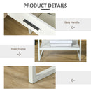 Comodino 1 Cassetto 1 Ripiano 45x40x60 cm in Acciaio e Truciolato Bianco