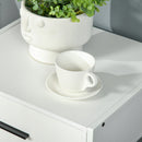 Comodino 1 Cassetto 1 Ripiano 45x40x60 cm in Acciaio e Truciolato Bianco