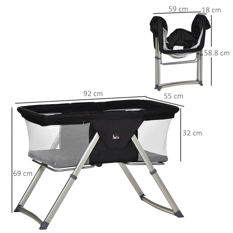 Culla da Campeggio Pieghevole 59x55x67/69 cm con Zanzariera Nero