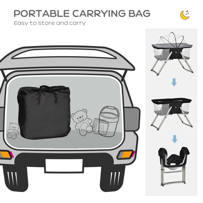 Culla da Campeggio Pieghevole 59x55x67/69 cm con Zanzariera Nero