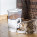 Distributore Automatico Cibo Cani e Gatti 20,5x25x28 cm con Ciotola e Timer Bianco