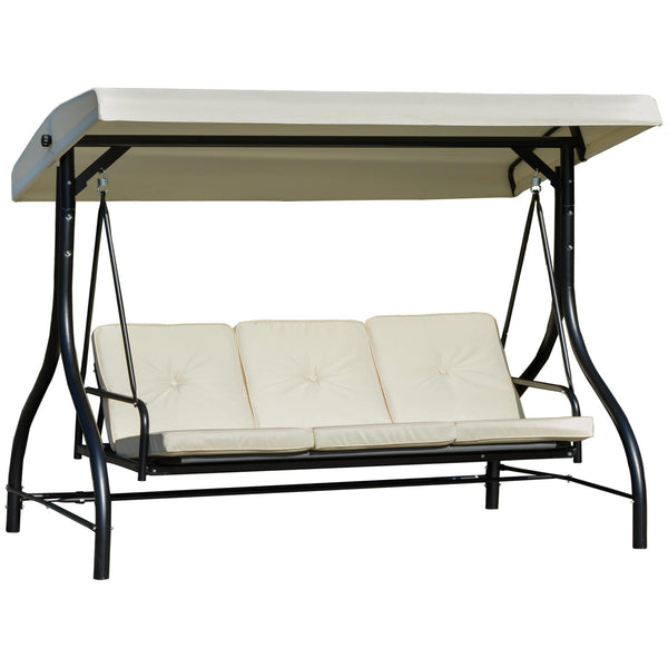 online Dondolo Letto 3 Posti 195x117x174 cm in Metallo e Poliestere Nero e Beige