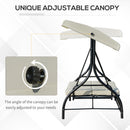 Dondolo Letto 3 Posti 195x117x174 cm in Metallo e Poliestere Nero e Beige