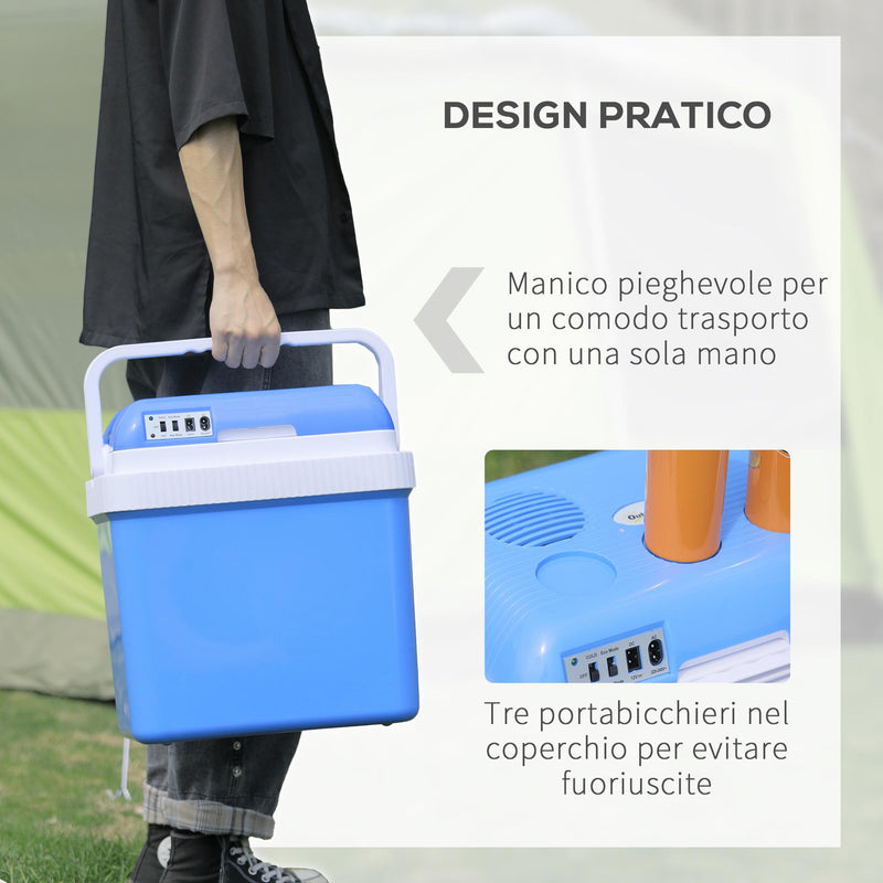 Frigo Portatile Elettrico per Auto 48W 40x30x43 cm 24L Bianco e Blu