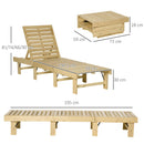 Set 2 Lettini Prendisole 195x59x30 cm in Legno Naturale