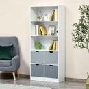 Libreria 4 Cassetti 3 Ripiani 76x30x173 cm in MDF e Truciolato Bianco e Grigio