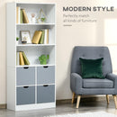 Libreria 4 Cassetti 3 Ripiani 76x30x173 cm in MDF e Truciolato Bianco e Grigio
