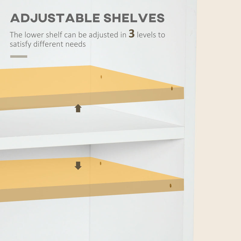 Libreria 4 Cassetti 3 Ripiani 76x30x173 cm in MDF e Truciolato Bianco e Grigio