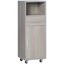 Mobiletto Bagno con Ruote 30x32x87 cm in MDF Grigio e Legno