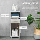 Mobiletto Bagno con Ruote 30x32x87 cm in MDF Grigio e Legno