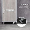 Mobiletto Bagno con Ruote 30x32x87 cm in MDF Grigio e Legno
