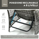 Set Lettino Prendisole e Tavolino da Giardino in Rattan Grigio