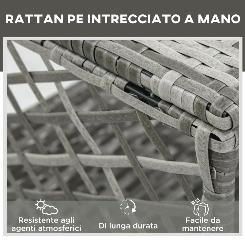 Set Lettino Prendisole e Tavolino da Giardino in Rattan Grigio