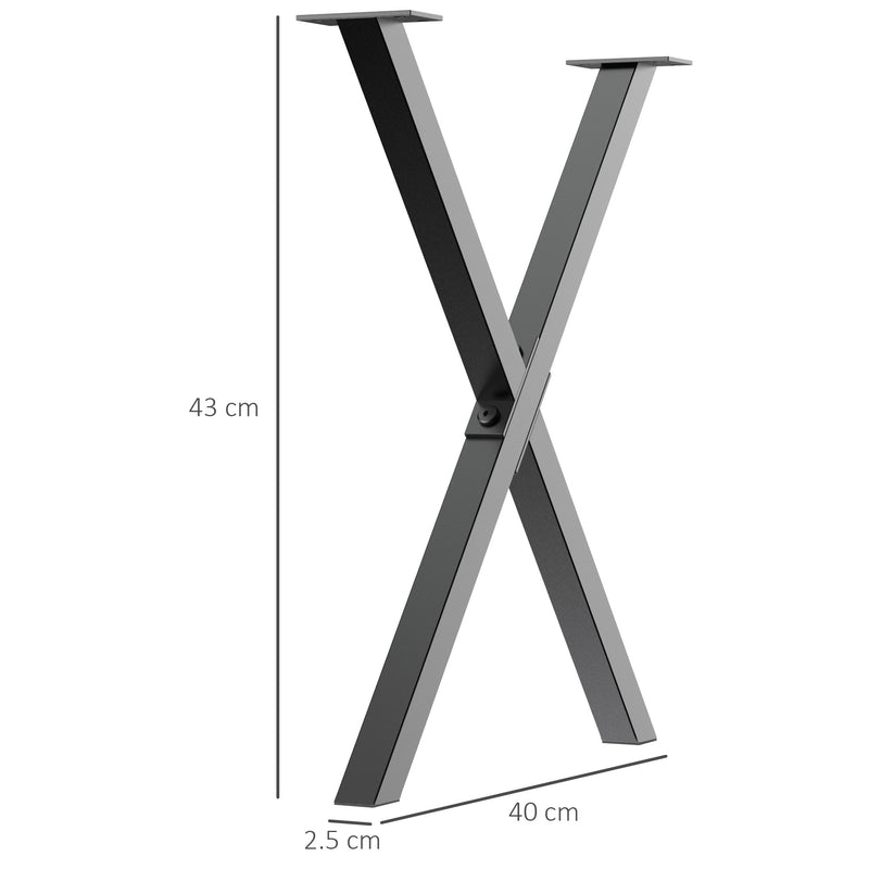 Set 2 Gambe Tavolo a X 40x2,5x43 cm in Acciaio Nero