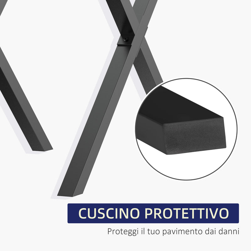 Set 2 Gambe Tavolo a X 40x2,5x43 cm in Acciaio Nero